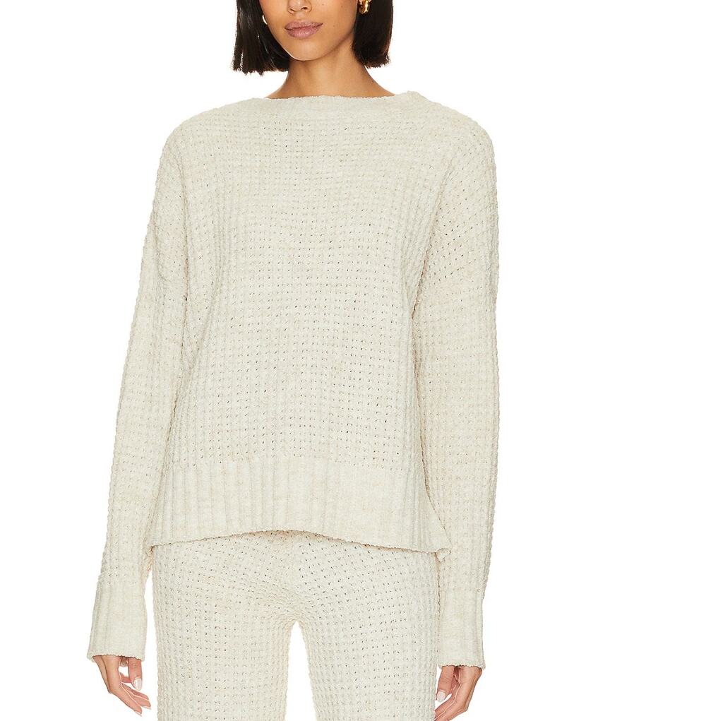 Beach Riot Callie Sweater Womens S M Snow Cloud Cream Waffle Knit Oversized